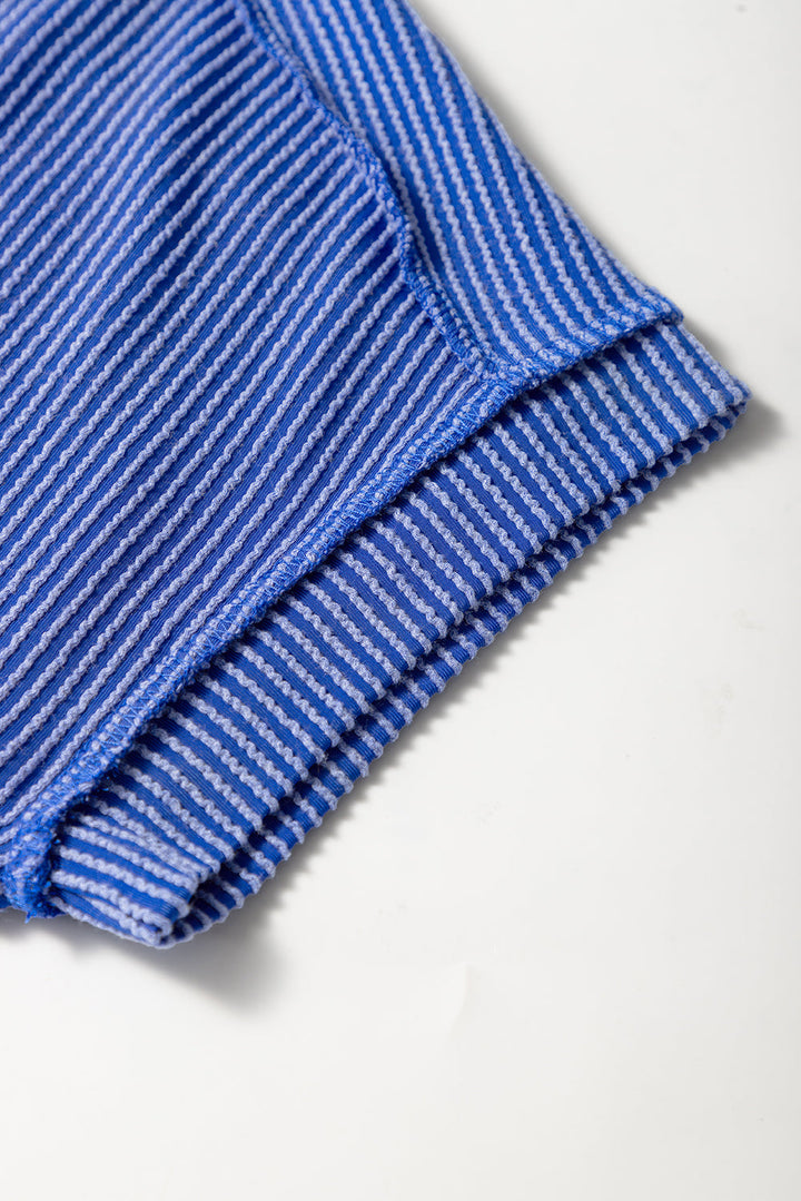 textured knit exposed stitching t shirt