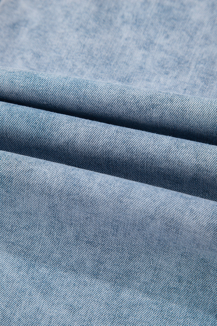 mineral wash denim frayed u neck sleeveless top