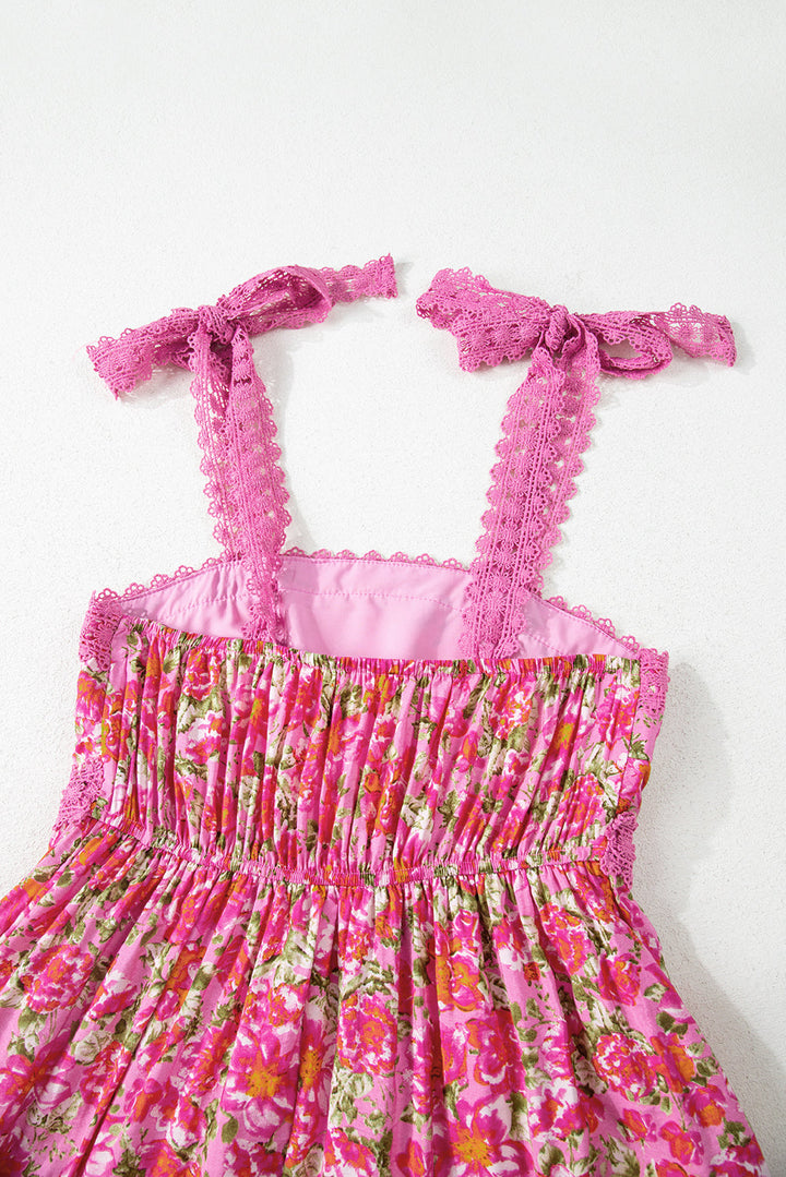 floral lace tied strap empire waist maxi dress 1