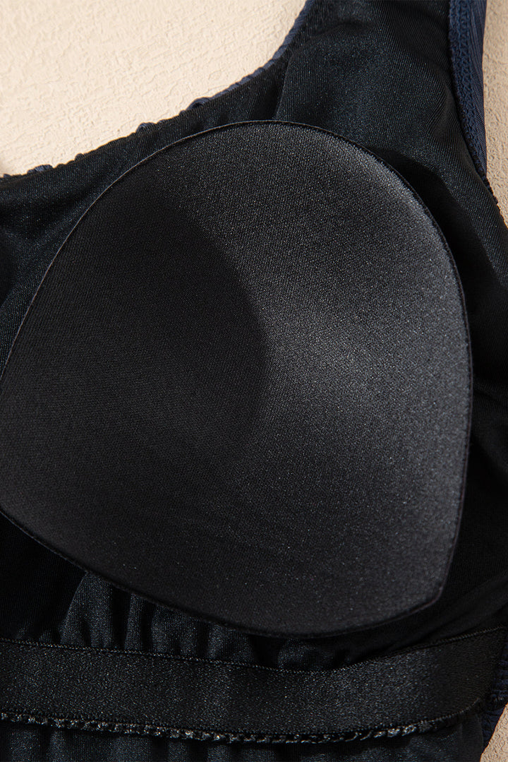 ruched u neck ribbed tankini