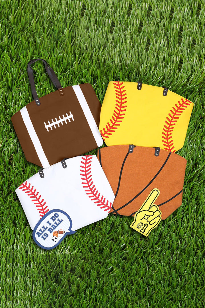 Große Tragetasche aus Segeltuch mit Baseball-Muster