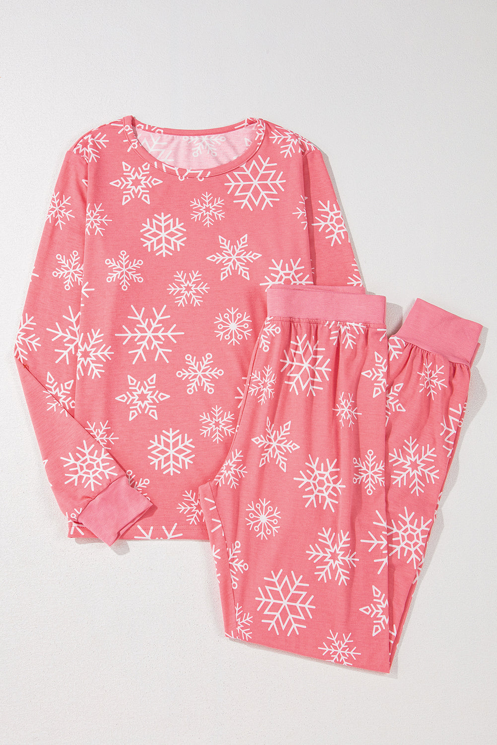 christmas snowflake print two piece loungewear