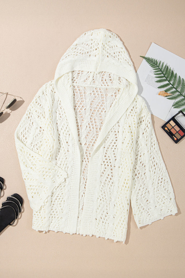 fashion open knit hooded beach cover up