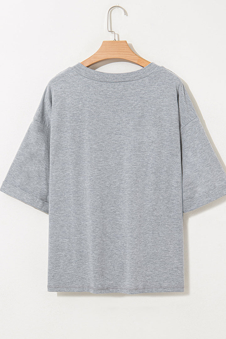 high raglan half sleeve v neck oversized t shirt