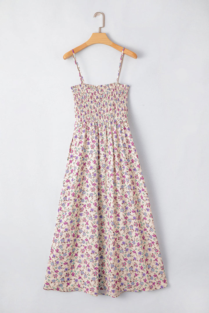 bohemian ditsy floral smocked fit flare sundress