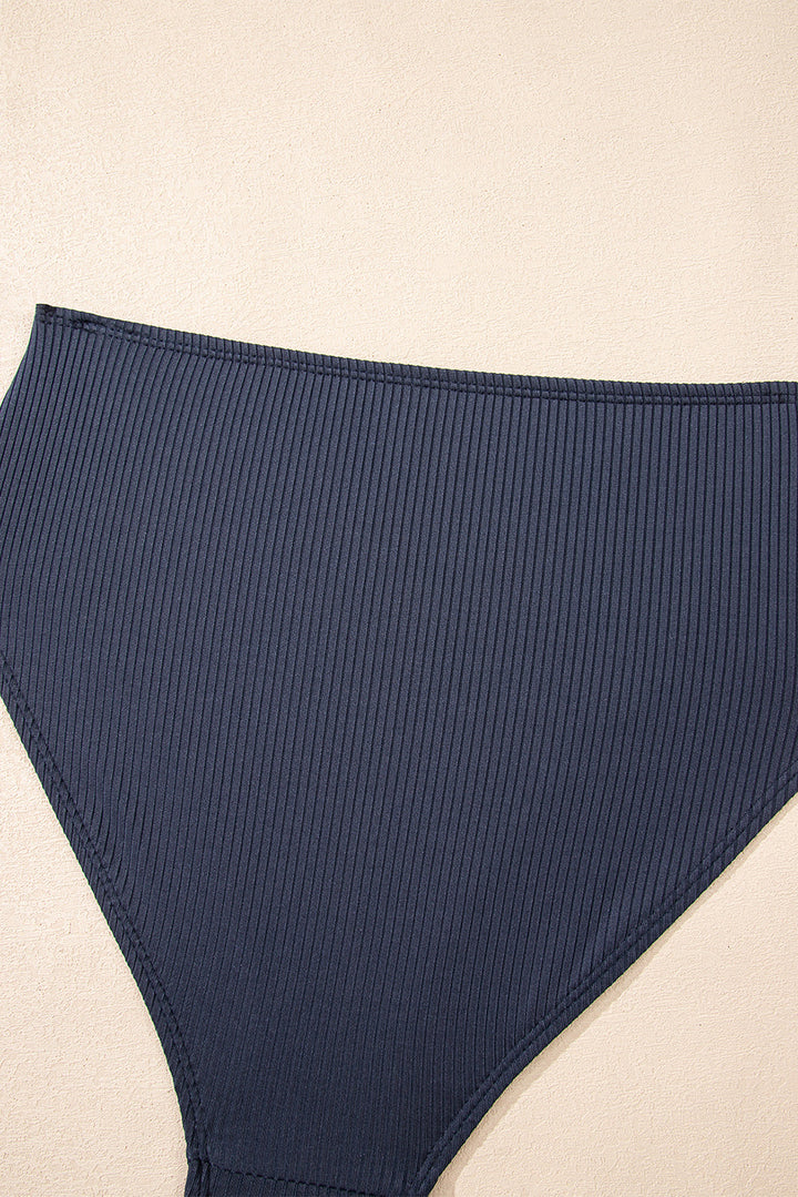 ruched u neck ribbed tankini