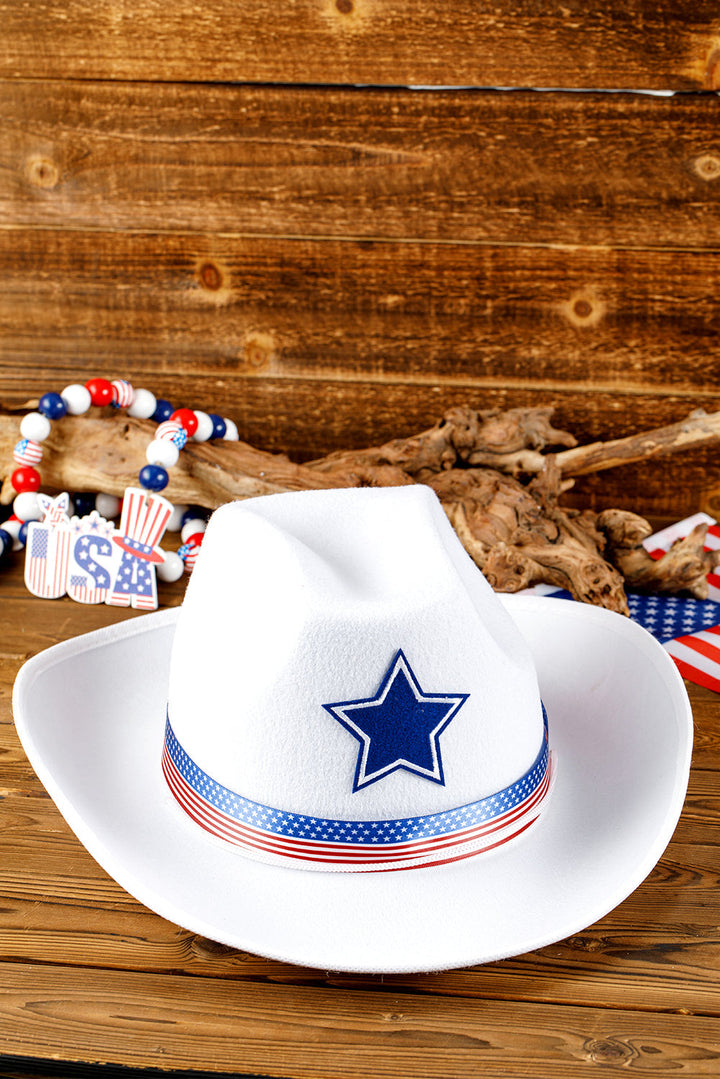 Cowboyhut mit breiter Krempe und amerikanischem Flaggenmotiv