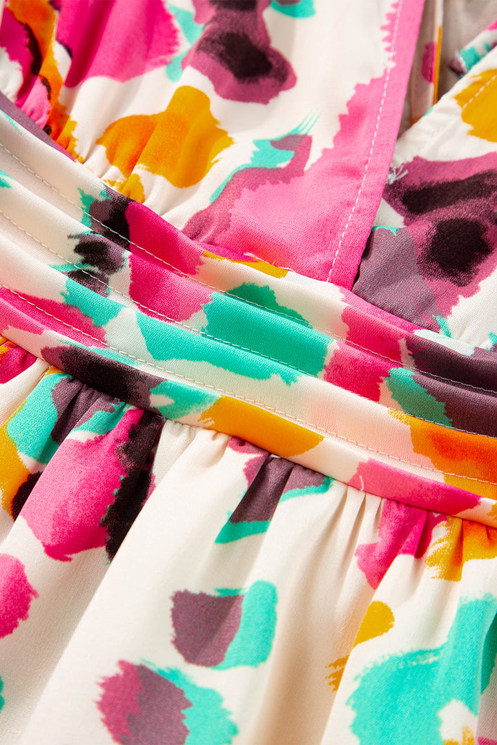 Boho Tie-dye Print V Neck Maxi Dress