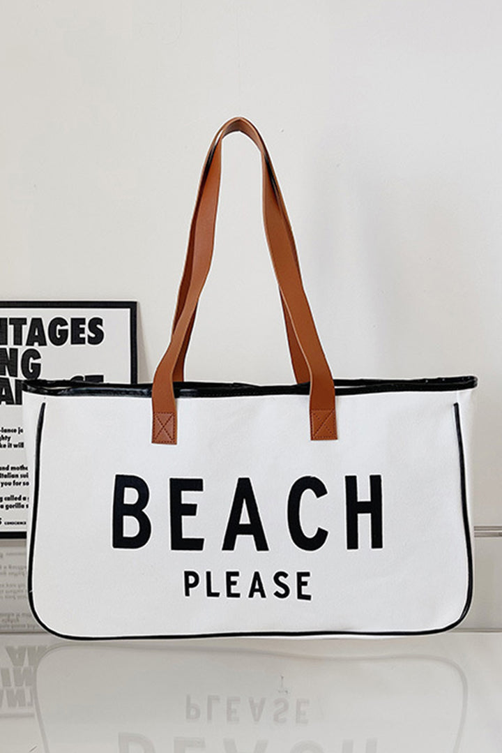 Große Canvas-Tragetasche mit „BEACH PLEASE“-Aufdruck