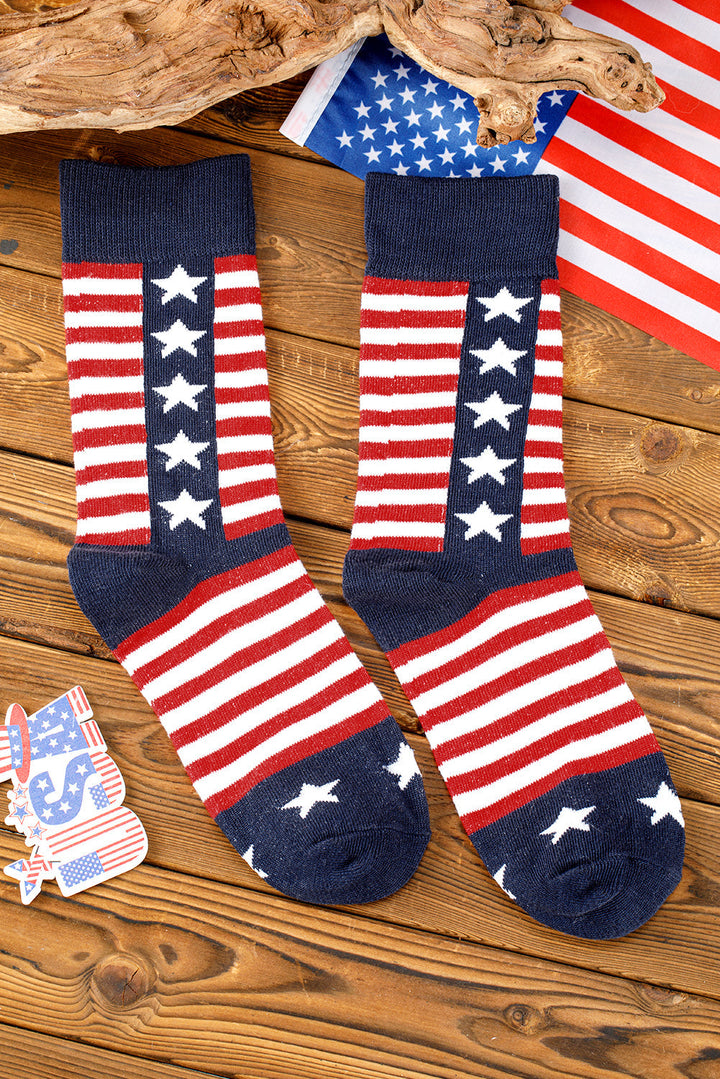 Crew-Socken mit Streifen und Sternen im amerikanischen Stil