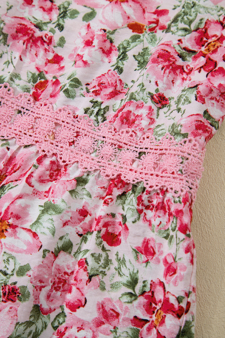 Floral Lace Tied Strap Empire Waist Maxi Dress