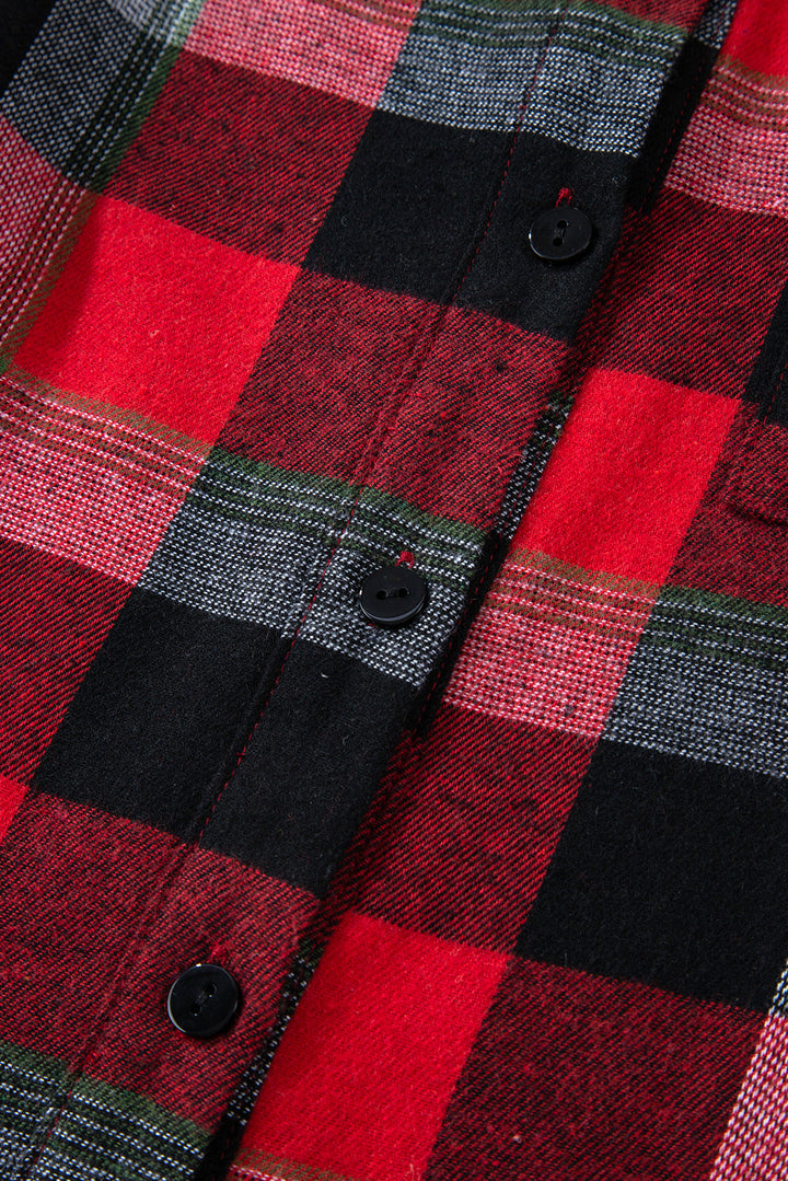 christmas checkered pattern loose shirt and pants lounge set