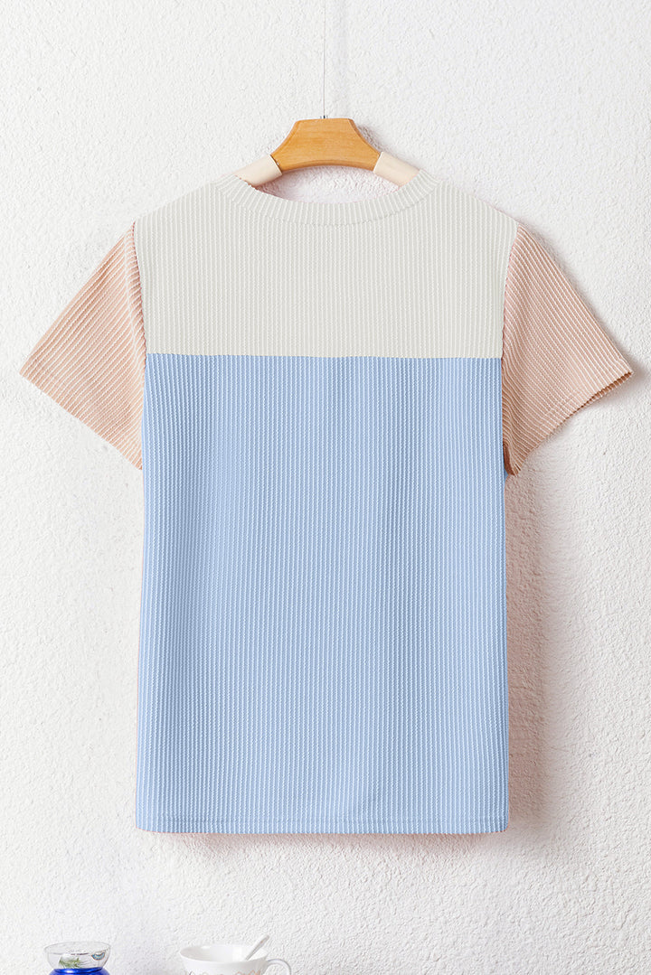 rib textured colorblock t shirt