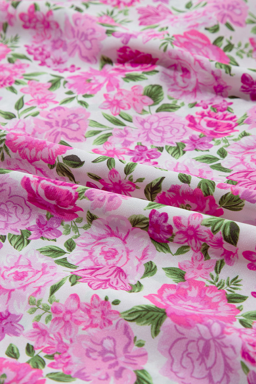 Plus Size Floral Print Smocked Puff Sleeve Dress