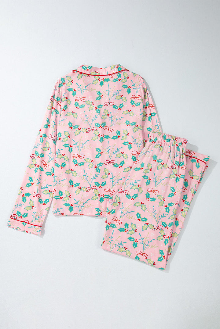 floral christmas pajamas set