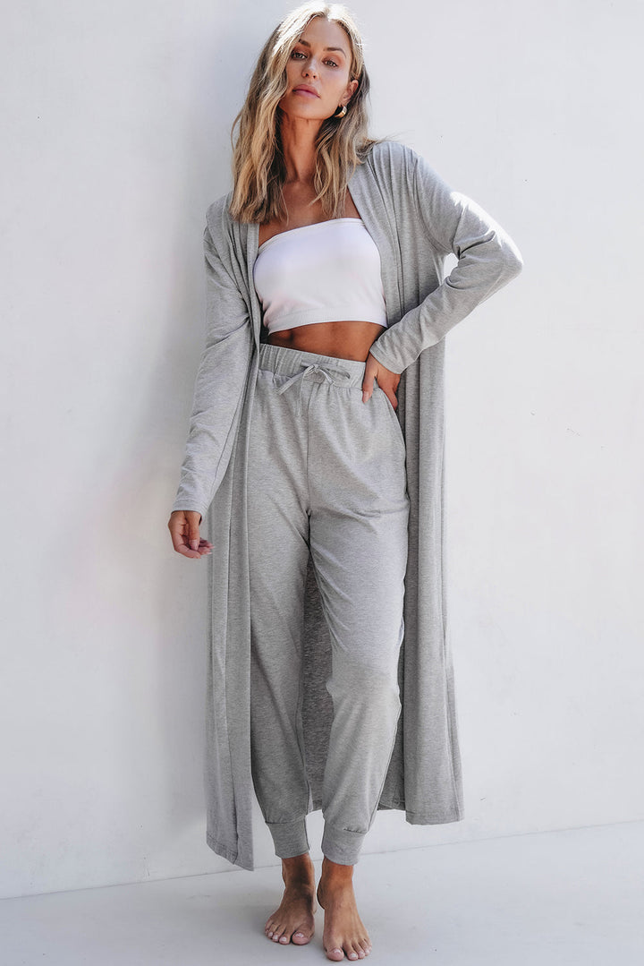 split long cardigan and skinny pants lounge set 2