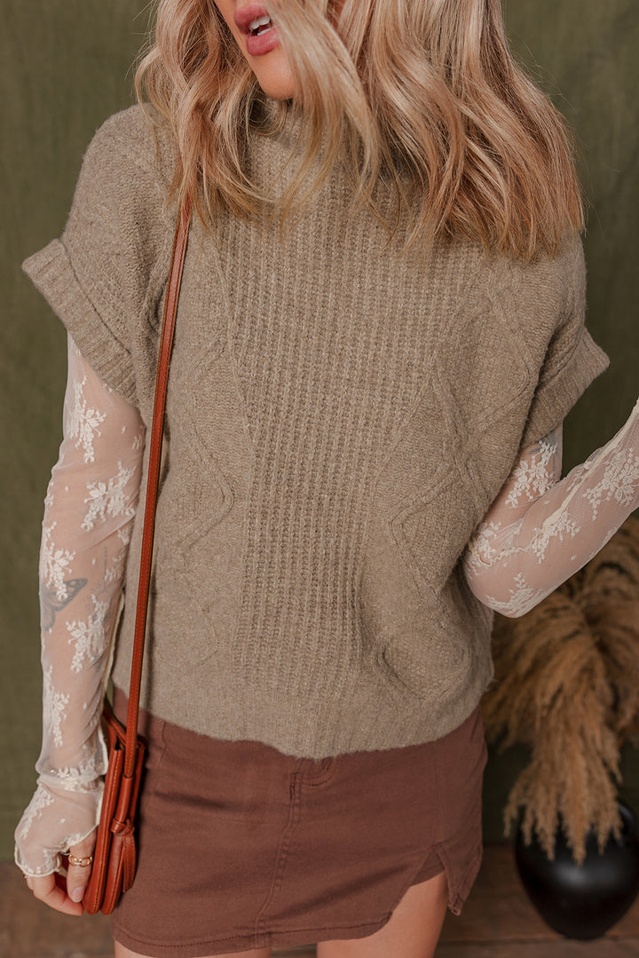 Textured Knit High Neck Sweater T Shirt