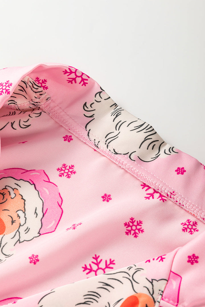 santa claus snowflake long sleeve shirt christmas pajama set