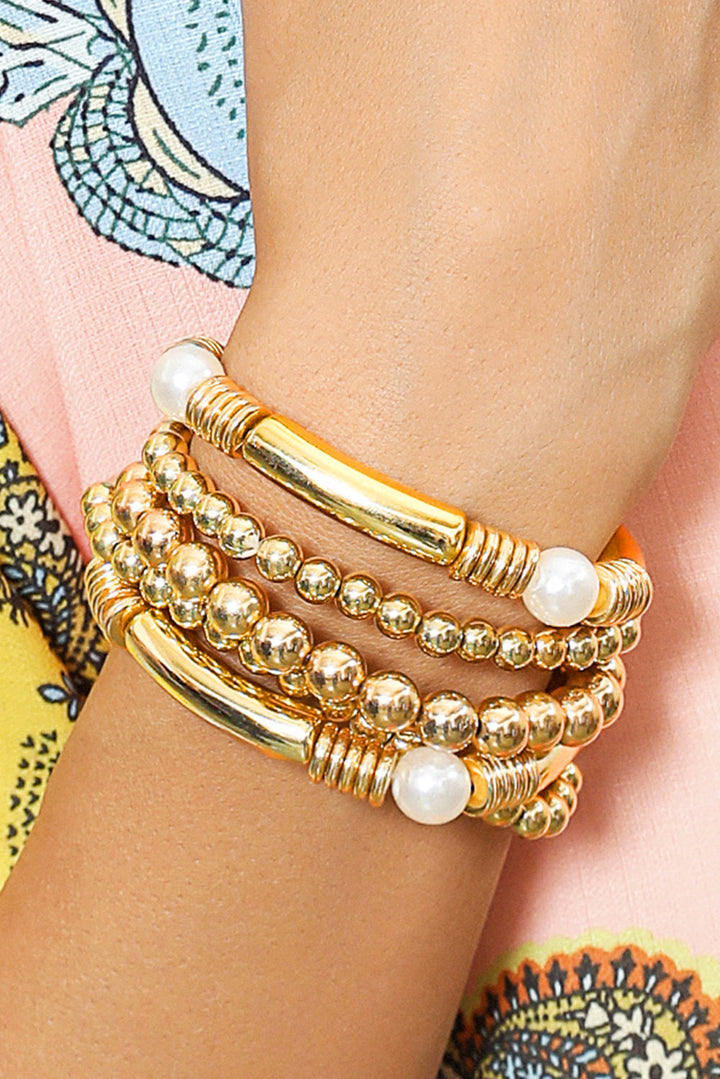 5-teiliges Armbandset mit Perlen