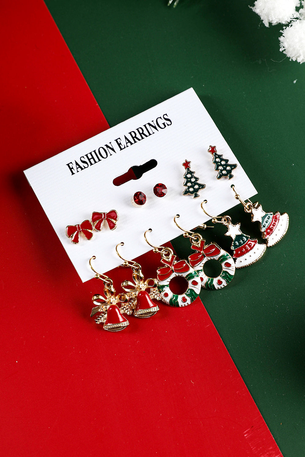 6 Paare/Set Weihnachtsbaum Kranz Glocke Schleife Knoten Ohrring Set