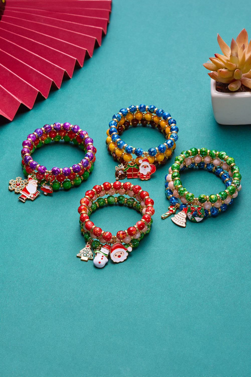 3er-Pack Weihnachtsperlenarmbänder