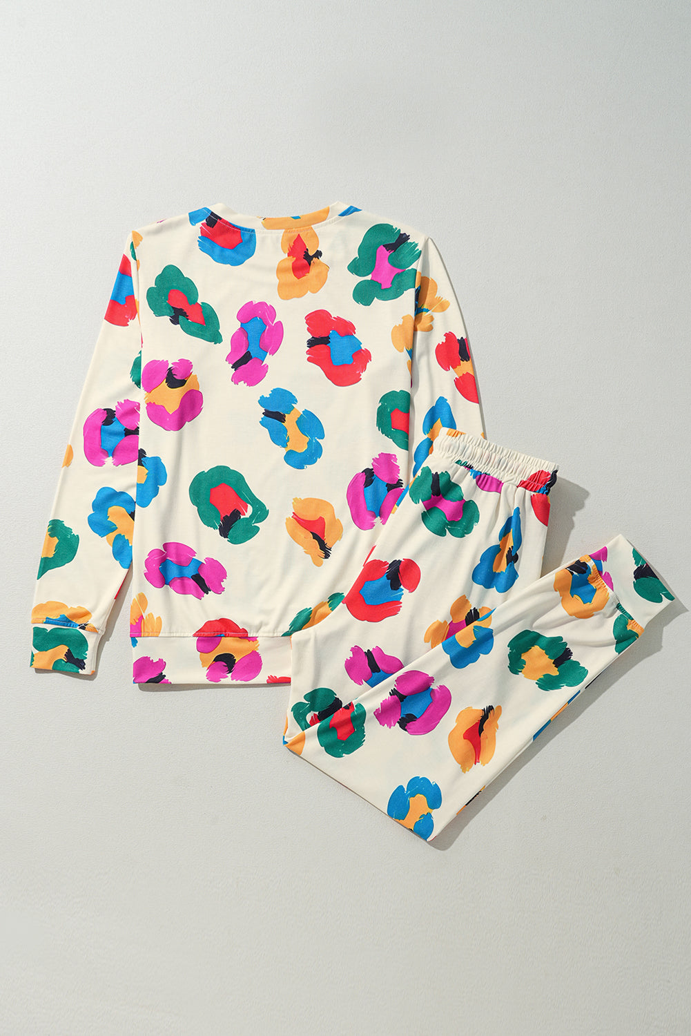 leopard print long sleeve top and skinny pants lounge set