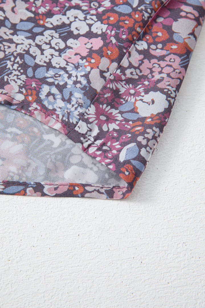 boho floral pleated buttoned front tank top