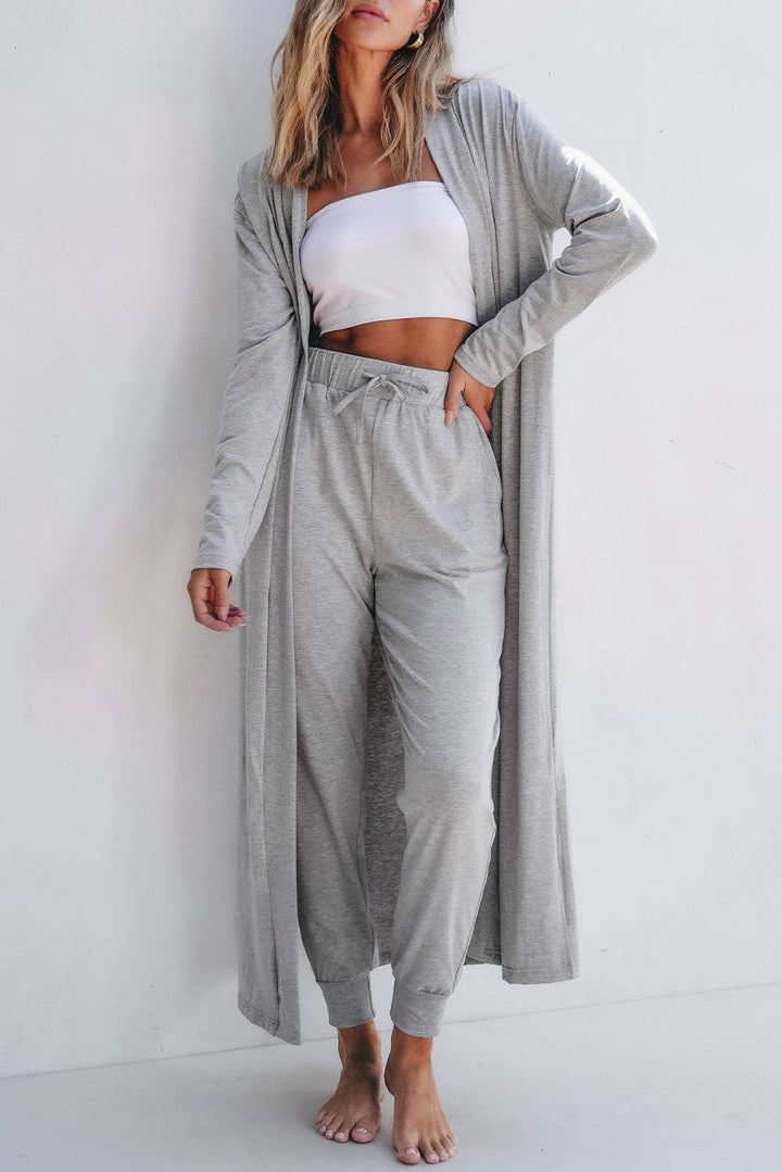 split long cardigan and skinny pants lounge set 2