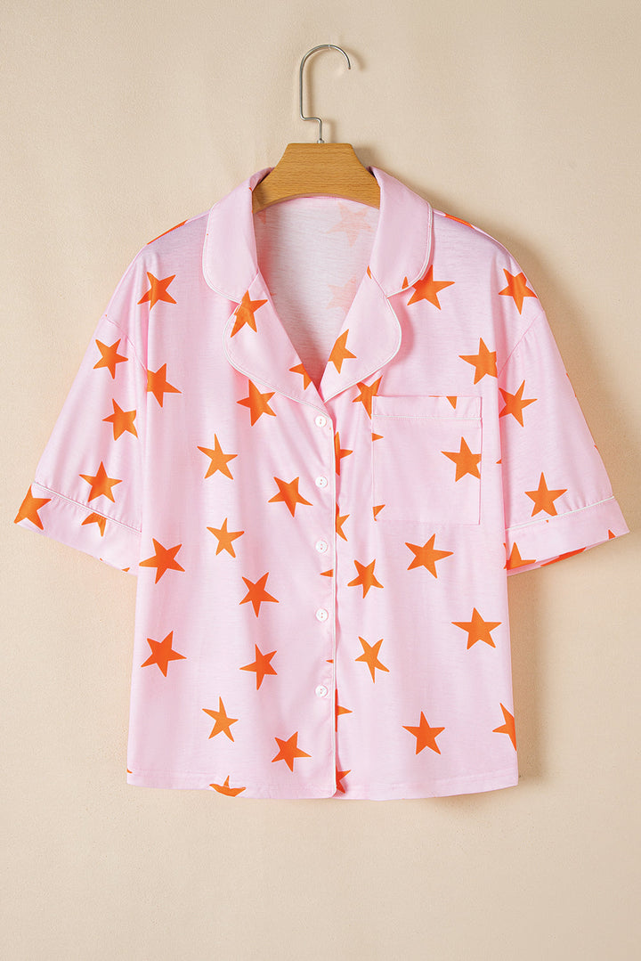 stars short sleeve shirt and shorts bamboo pajama set