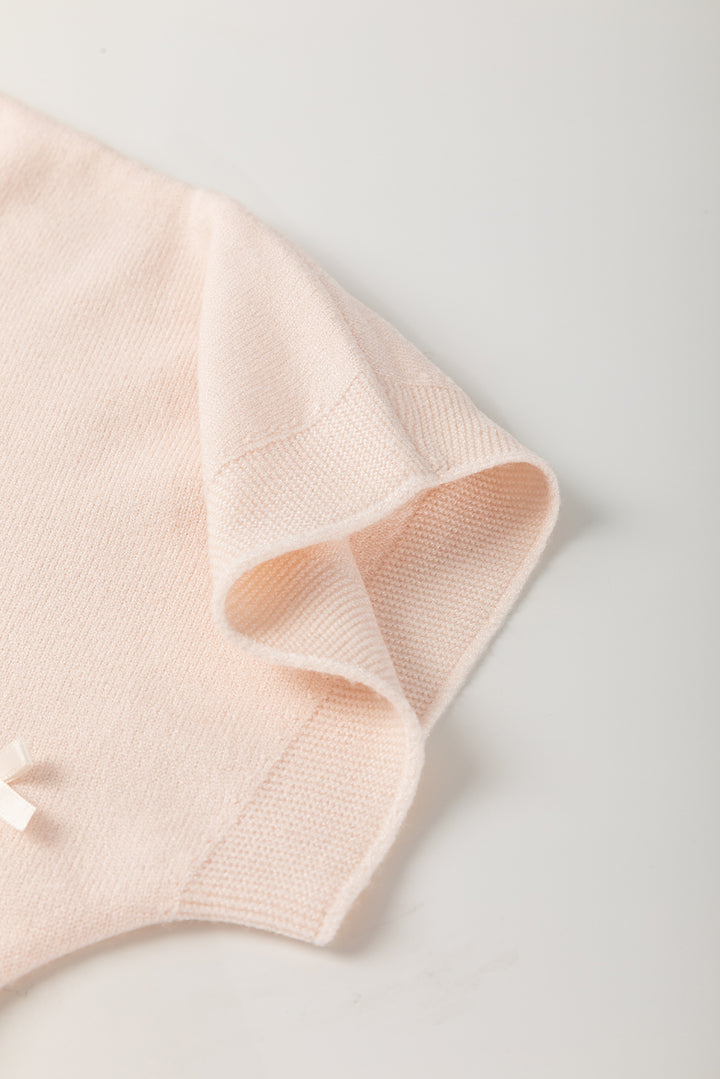 Schicker Dolman-Kurzarmpullover mit Perlenschleife