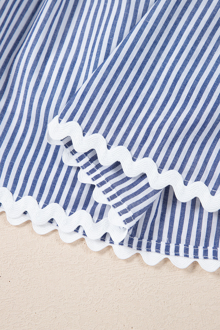 Sleeveless Notched V Neck Contrast Ric Rac Mini Dress