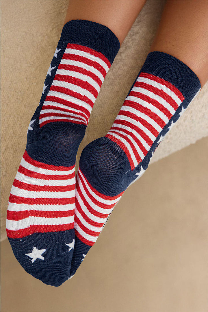 Crew-Socken mit Streifen und Sternen im amerikanischen Stil