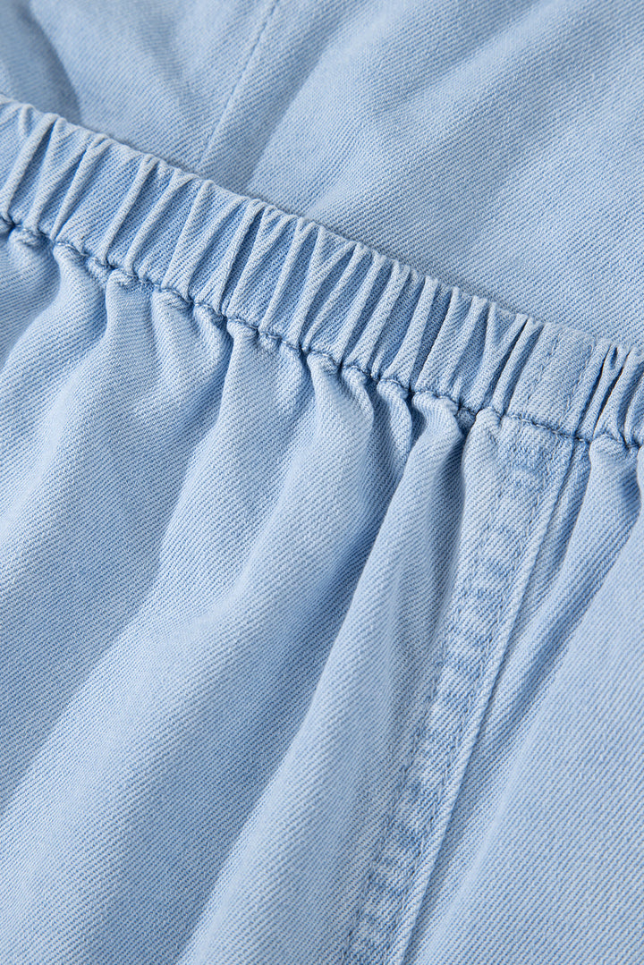 Knotted Open Back Halterneck Denim Tank Top