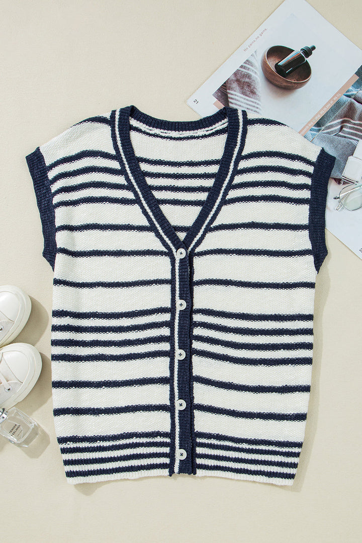 Loose Buttoned V Neck Sweater Vest