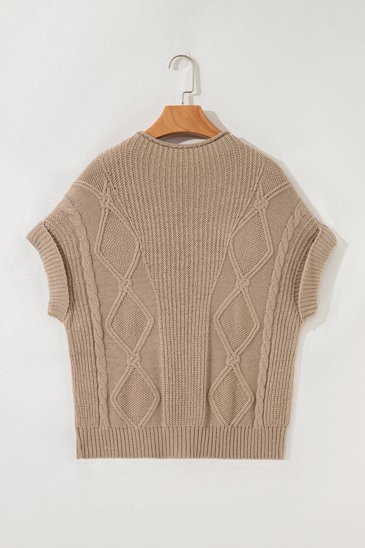 Textured Knit High Neck Sweater T Shirt