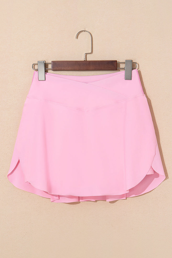 solid pocketed crossover high waist swim skort 3