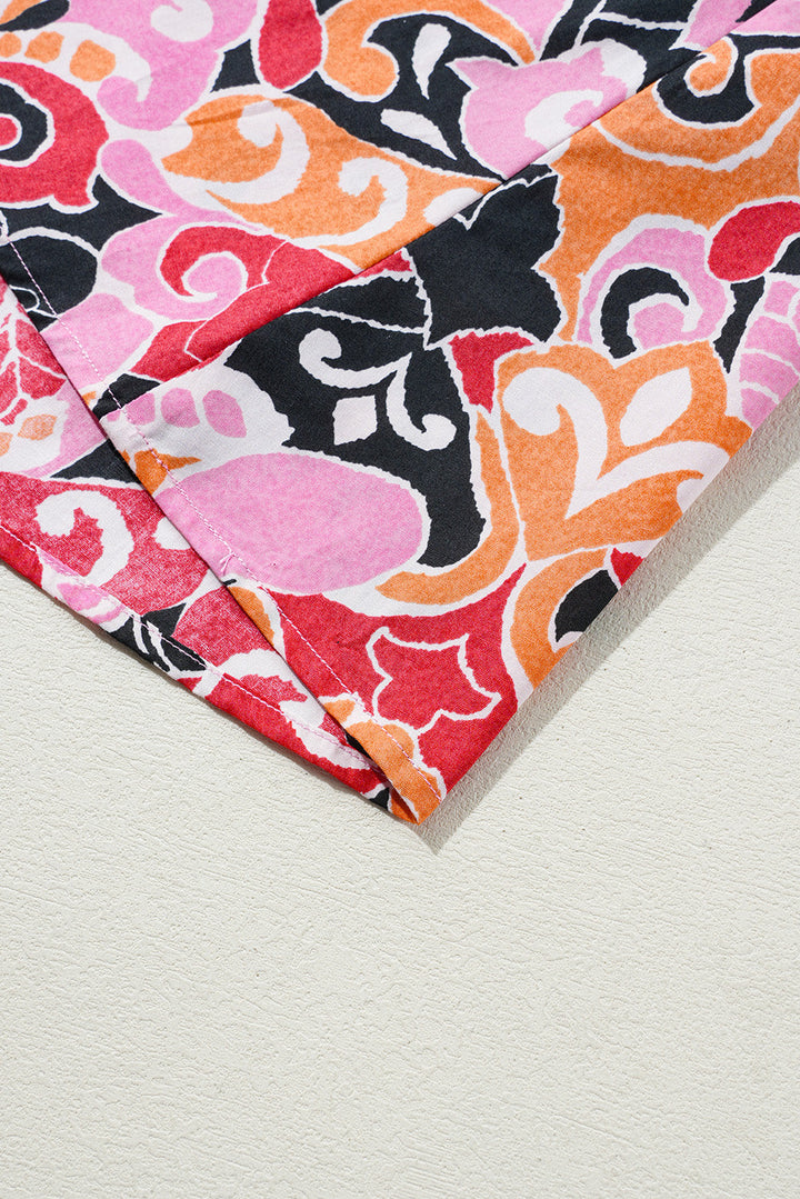 Bohemian Square Neck Puff Sleeve Mini Dress