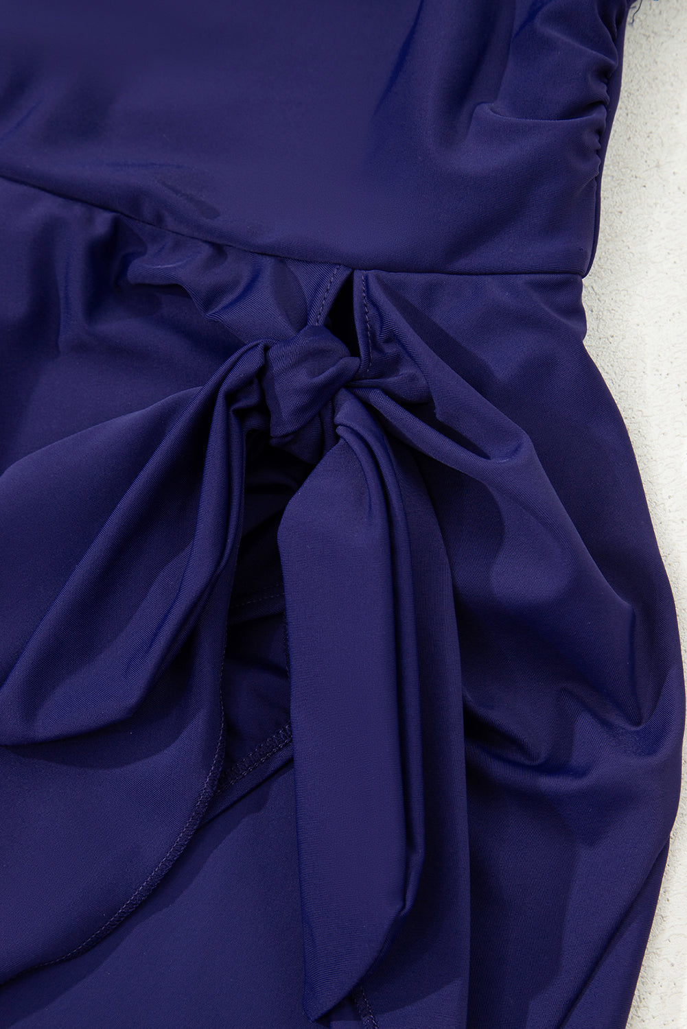 adjustable straps cutout ruched knot slit one piece swim dress