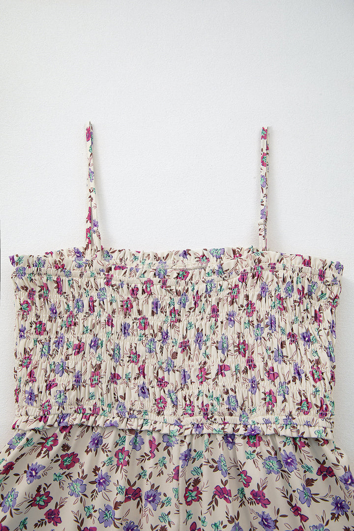 bohemian ditsy floral smocked fit flare sundress