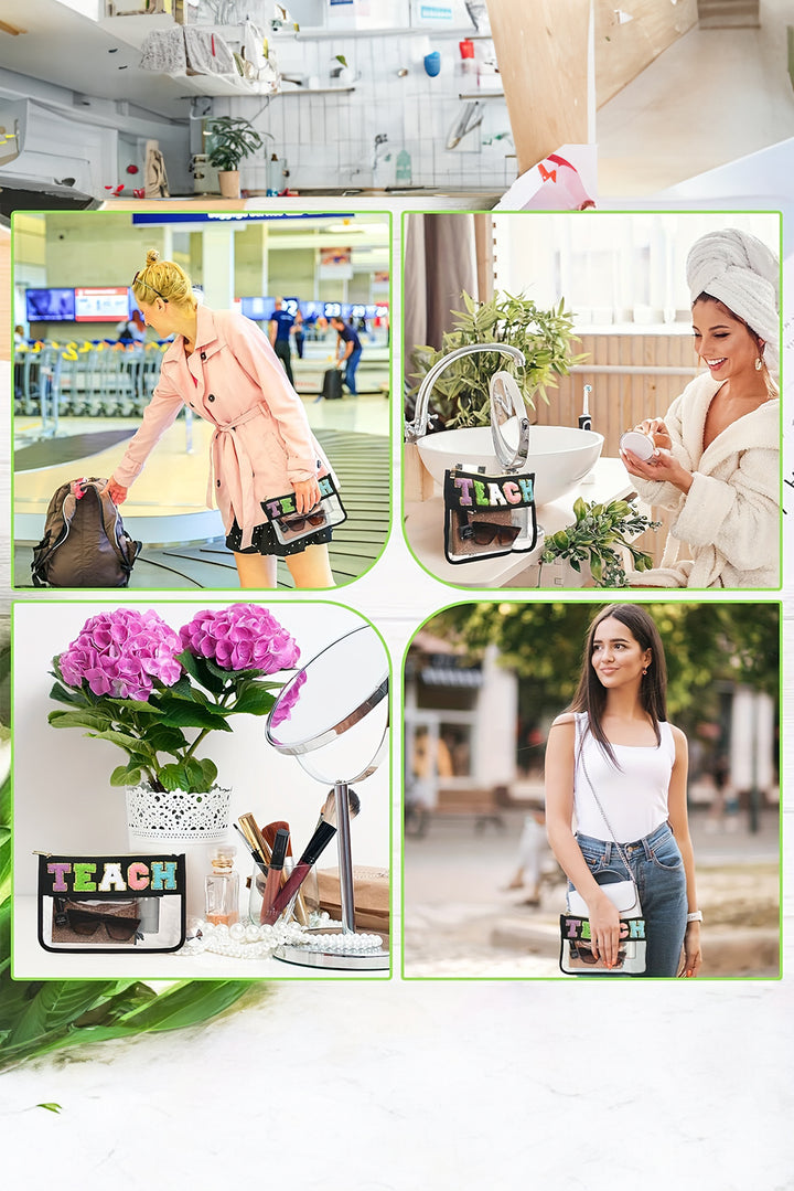 Trousse de maquillage transparente en PVC chenille pailleté TEACH