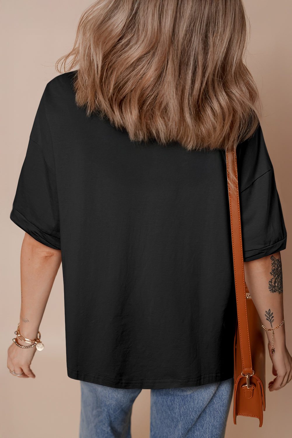loose half sleeve hi low hem t shirt