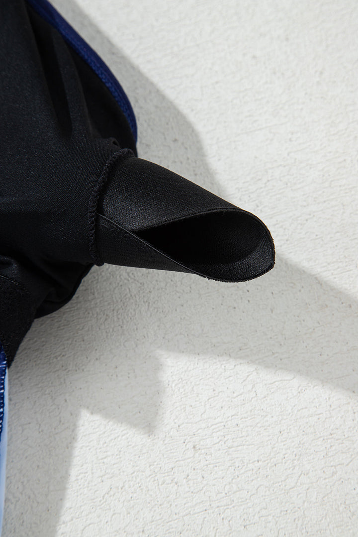 abstract print frilled trim spaghetti straps tankini set