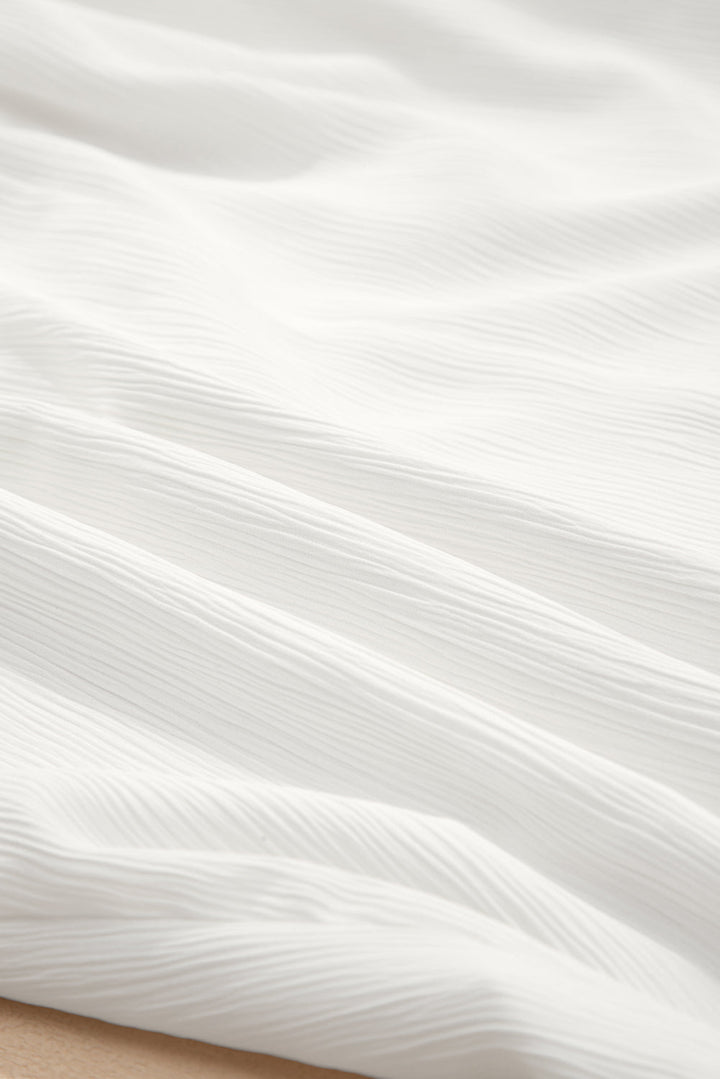 frilly off shoulder lace insert sleeve textured blouse