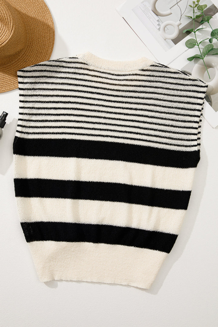 Striped O Neck Sweater Vest