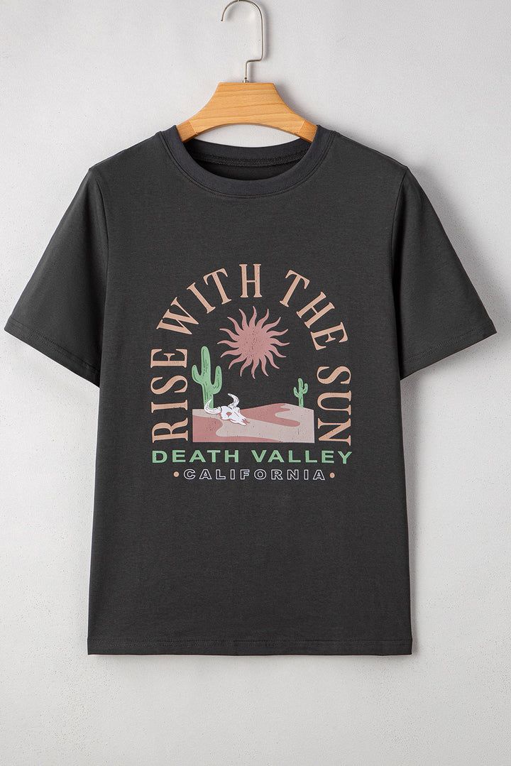 RISE WITH THE SUN Western Fashion Graphic Tee