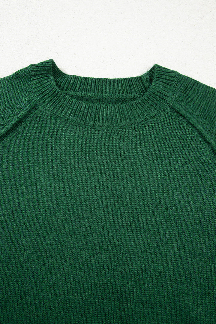 Raglan Sleeve Crew Neck Sweater