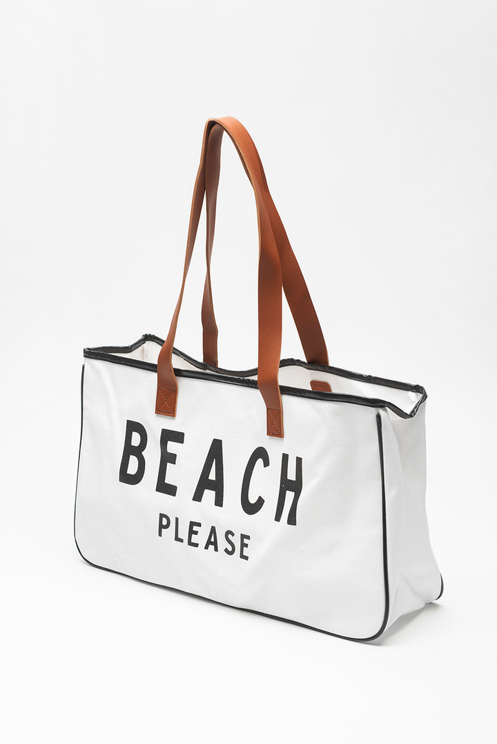 Große Canvas-Tragetasche mit „BEACH PLEASE“-Aufdruck
