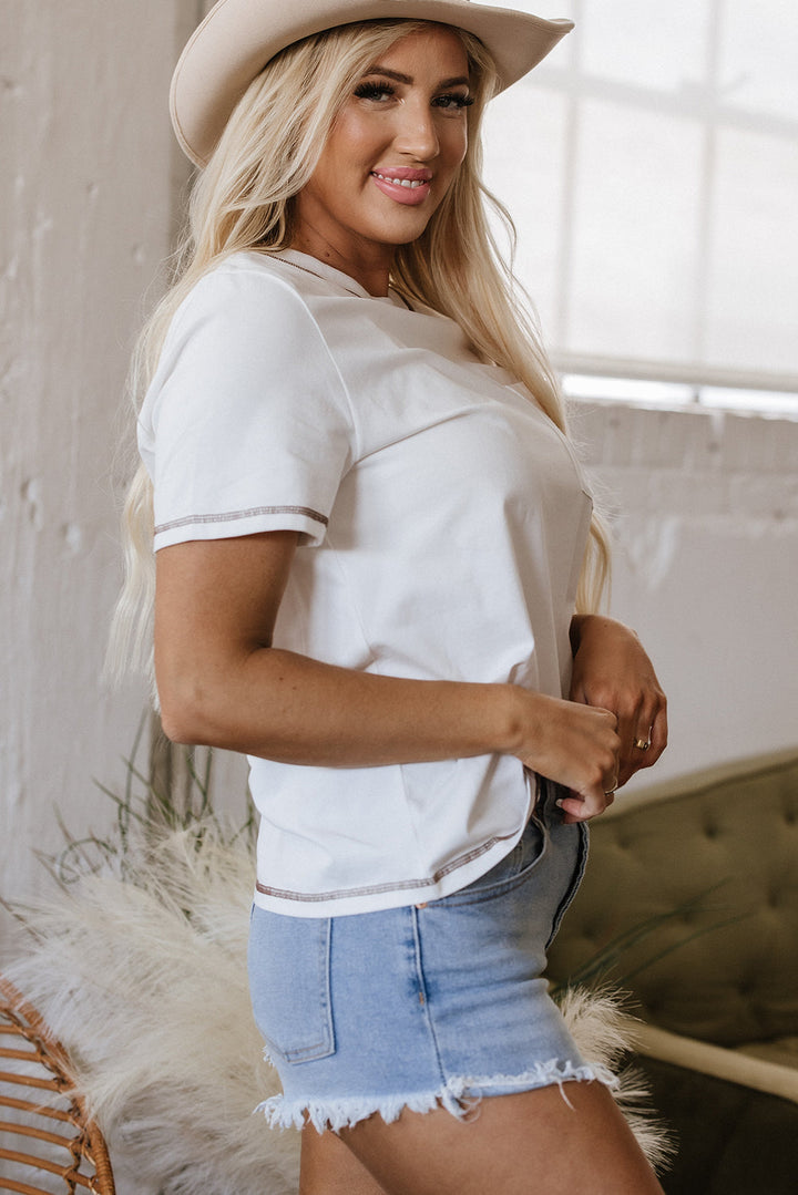 rodeo horseshoe embroidered patch pocket t shirt