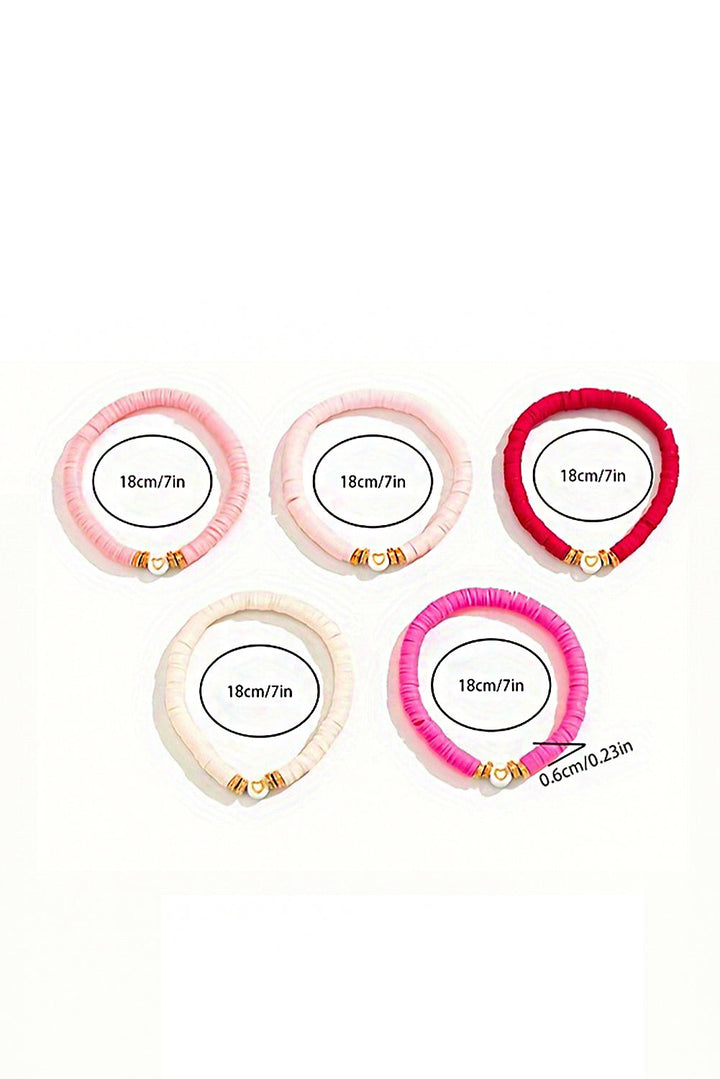 5-teiliges Valentinstag-Herz-Perlenarmband