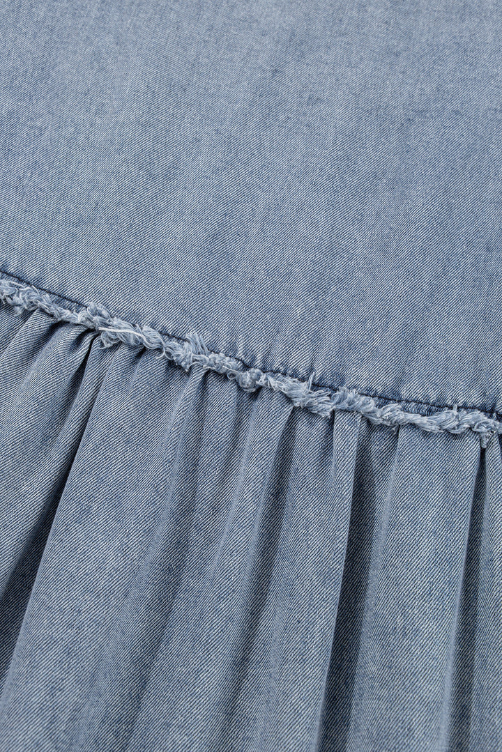 Light Wash High Waist Loose Fit Denim Mini Dress